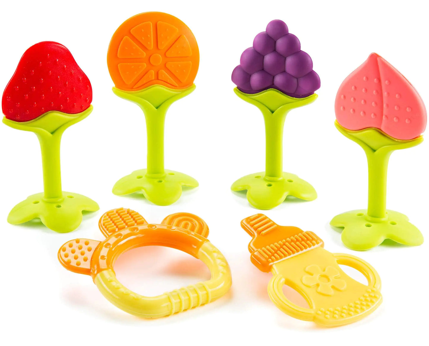 Silicone fruit shaped soothers: Baby Teether Toys 6-Pack