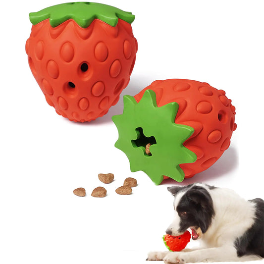 Strawberry Dog Puzzle Toy Interactive Dog Toys for Small Medium Large Dogs Treat Dispensing Dog Toys Dog Chew Toys for Moderate Chewers Dog (Red)