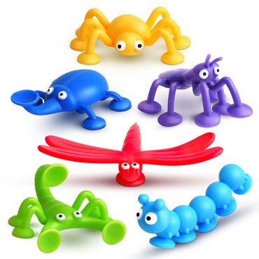 fun bugs Bath Suction Toys for Baby Toddlers: No Hole Silicone Baby Toys - Bath Suction Toys for Baby Stick to Bathtub