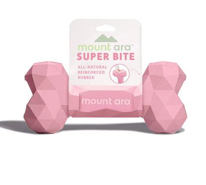 Pink dog bone chew toy, chill by mount ara Super BITE BPA-Free Rubber Fillable Dog Chew Toy Dog Toys for Aggressive Chewers Dog Peanut Butter Toy