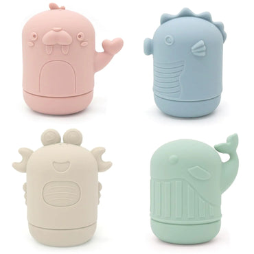Silicone Baby Bath Toys Mold Free Squirty Bath Toy for Toddlers Preschool Bath Toys for Infants Non-Toxic Bathtub Toys for Babies 6 Months+ (Pack of 4)