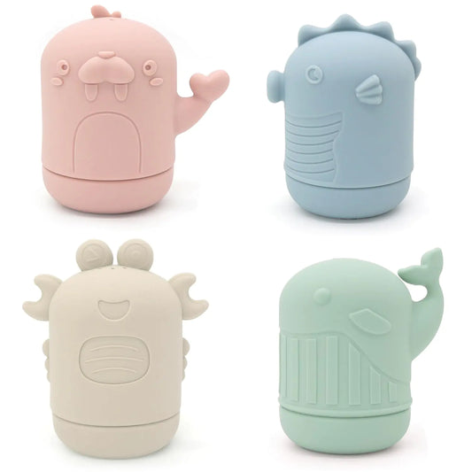 Silicone Baby Bath Toys Mold Free Squirty Bath Toy for Toddlers Preschool Bath Toys for Infants Non-Toxic Bathtub Toys for Babies 6 Months+ (Pack of 4)