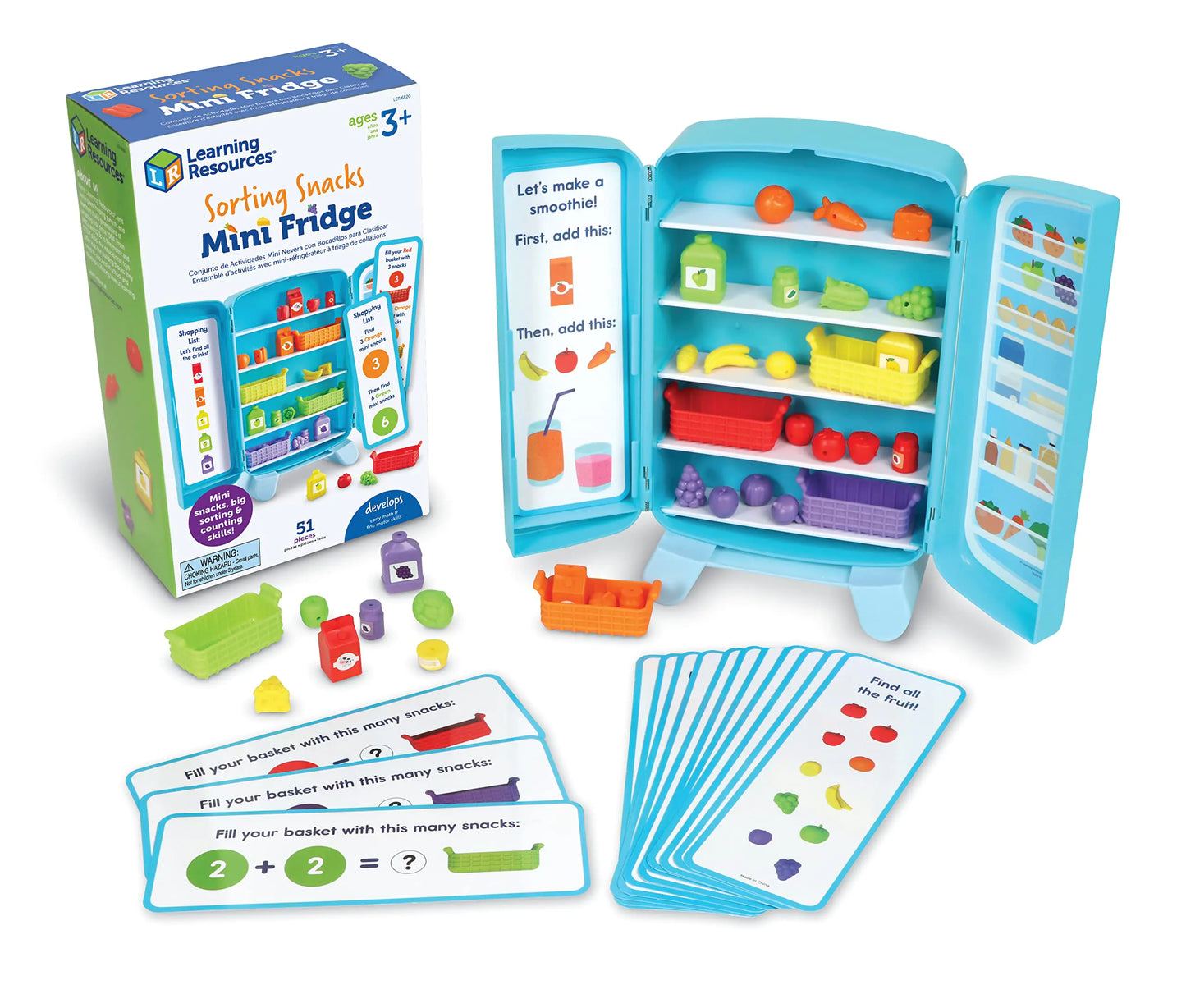 Learning Resources Sorting Snacks Mini Fridge51 Pieces Ages 3+ Toddler Toys Educational Toys snack toysplastic food toyskids kitchen accessories